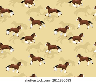 Clydesdale Horse Running Seamless Pattern Background Wallpaper