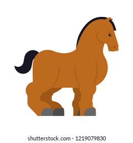 Clydesdale Strong heavy horse. Draft Shire Horse. Power big steed. Cartoon animal vector