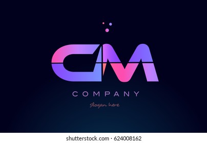 cm c m creative color blue background pink purple blue magenta alphabet letter company logo vector icon design