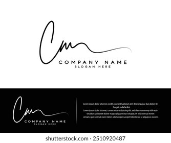 CM C M logotipo inicial da assinatura manuscrita