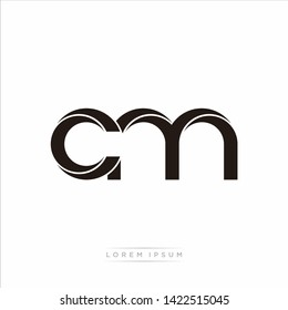 cm c m Initial Letter Split Lowercase Modern Monogram linked outline rounded logo