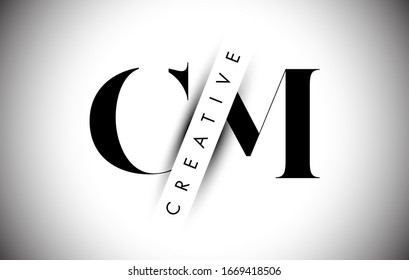 CM C M Letter Logo with Creative Shadow Cut and Overlayered Text Vector Illustration Design.