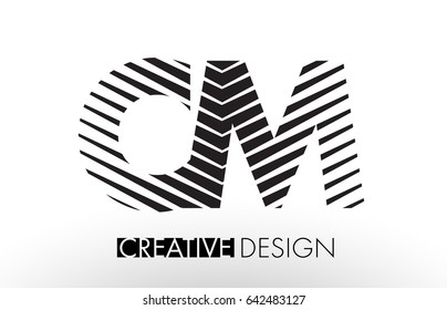 CM C M Lines Letter Design with Creative Elegant Zebra Vector Illustration.