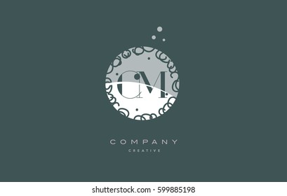 cm c m  monogram floral vintage retro green white alphabet decorative company letter logo design vector icon template 