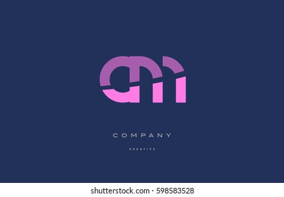 cm c m  pink blue pastel modern abstract alphabet company logo design vector icon template  letter