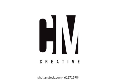 CM C M White Letter Logo Design with Black Square Vector Illustration Template.