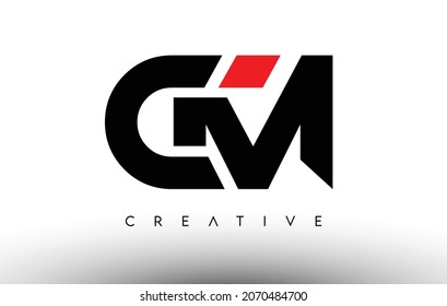 CM Creative Modern Letter Logo Design. CM Icon Letters Logo Vector Illustration with Black and Red Colors