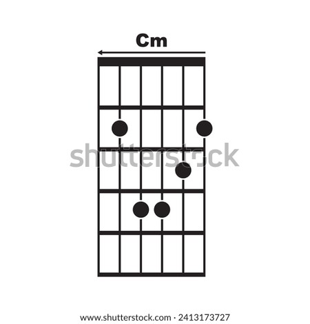 Cm guitar chord icon. Basic guitar chord vector illustration symbol design