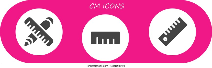 cm icon set. 3 filled cm icons.  Simple modern icons about  - Ruler