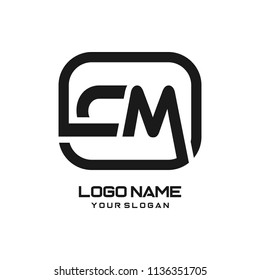 CM initial box letter logo template vector