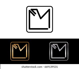 CM initial box shape Logo designs template
