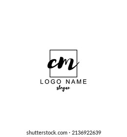 CM Vector de plantilla de diseño de logotipo de escritura a mano inicial