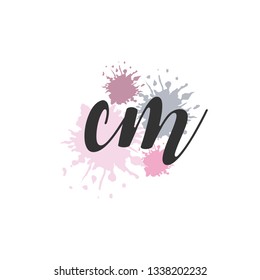 CM  Initial Handwriting logo template vector