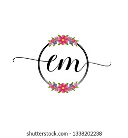 CM  Initial Handwriting logo template vector