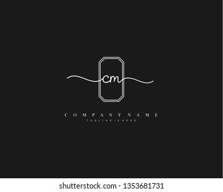 CM initial handwriting logo template vector