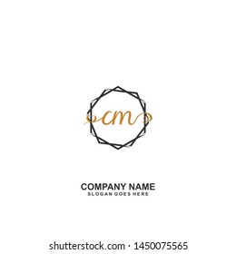 CM Initial handwriting logo vector