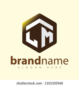 cm initial letter hexagonal logo