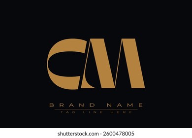 CM initial letter logo design. Letter C and M luxury alphabet letter logo icon template
