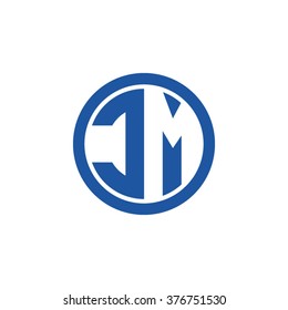 CM initial letters circle business logo blue