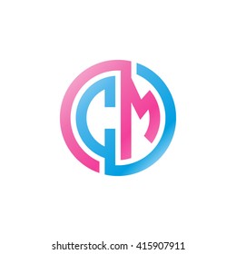 CM initial letters linked circle logo pink blue