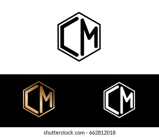CM initial letters linked with hexagon shape logo


