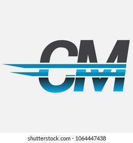 CM initial logo company name colored black and blue, Simple and Modern Logo Design.