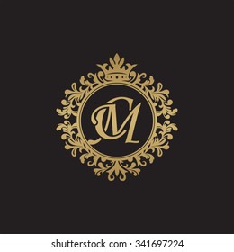 CM initial luxury ornament monogram logo