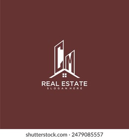 CM initial monogram building and roof logo for real estate