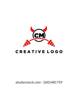 CM initial monogram for fitnes or gym logo with devil style design