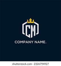 CM initial monogram logo design for hexagon style  crown elegant image
