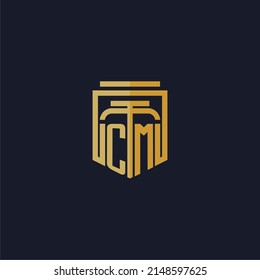 CM initial monogram logo elegant with shield style design for wall mural lawfirm gaming