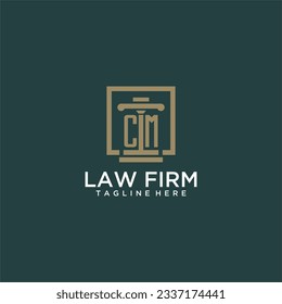 CM initial monogram logo for lawfirm with pillar design in creative square