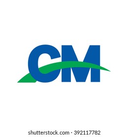 CM initial overlapping swoosh letter logo blue green