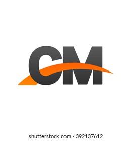 CM initial overlapping swoosh letter logo black orange