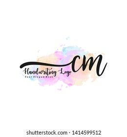 CM initial signature logo. handwriting logo template vector,