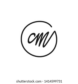 CM initial signature logo. handwriting logo template vector,