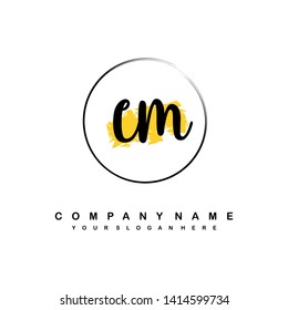 CM initial signature logo. handwriting logo template vector,