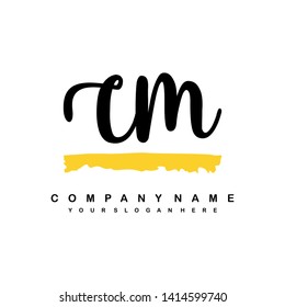 CM initial signature logo. handwriting logo template vector,