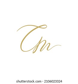 Logo de la firma inicial del CM. vector de plantilla de logotipo de escritura a mano
