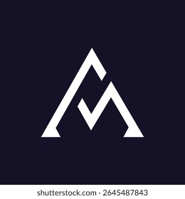 AM CM initial triangle logo with modern, clean, geometric style for professional branding use.