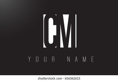 CM Letter Logo With Black and White Letters Negative Space Design.