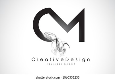 CM Letter Logo Design with Black Smoke. Creative Modern Smoke Letters Vector Icon Logo Illustration.