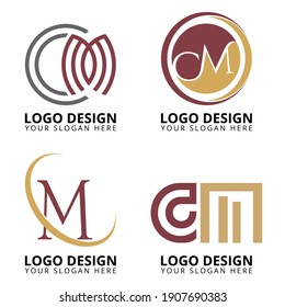 Colección de diseño de logotipo de carta CM