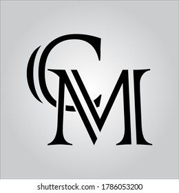 CM letter logo with white background.The nice black letter logo.