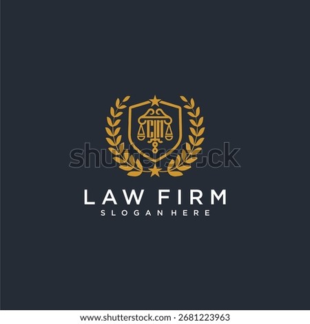 CM letter monogram logo for lawfirm with pillar and leaf image design