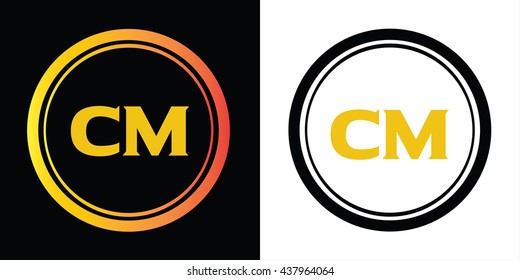 CM letters icon design template elements in abstract background logo, design identity in circle, alphabet letter