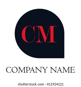 CM Letters red , Abstract black background logo, Design identity in shape, Alphabet letter