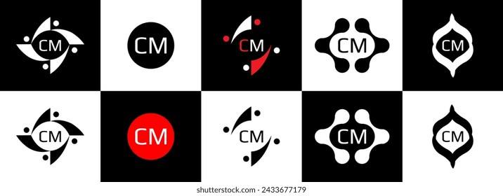 CM logo. C M design. White CM letter. CM, C M letter logo design. Initial letter CM linked circle uppercase monogram logo. C M letter logo vector design five style.