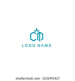 Logo de CM con diseño vector de hoja de cannabis