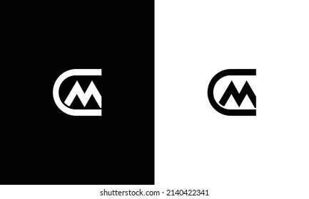 CM logo design concept with background. Initial based creative minimal monogram icon letter. Modern luxury alphabet vector design